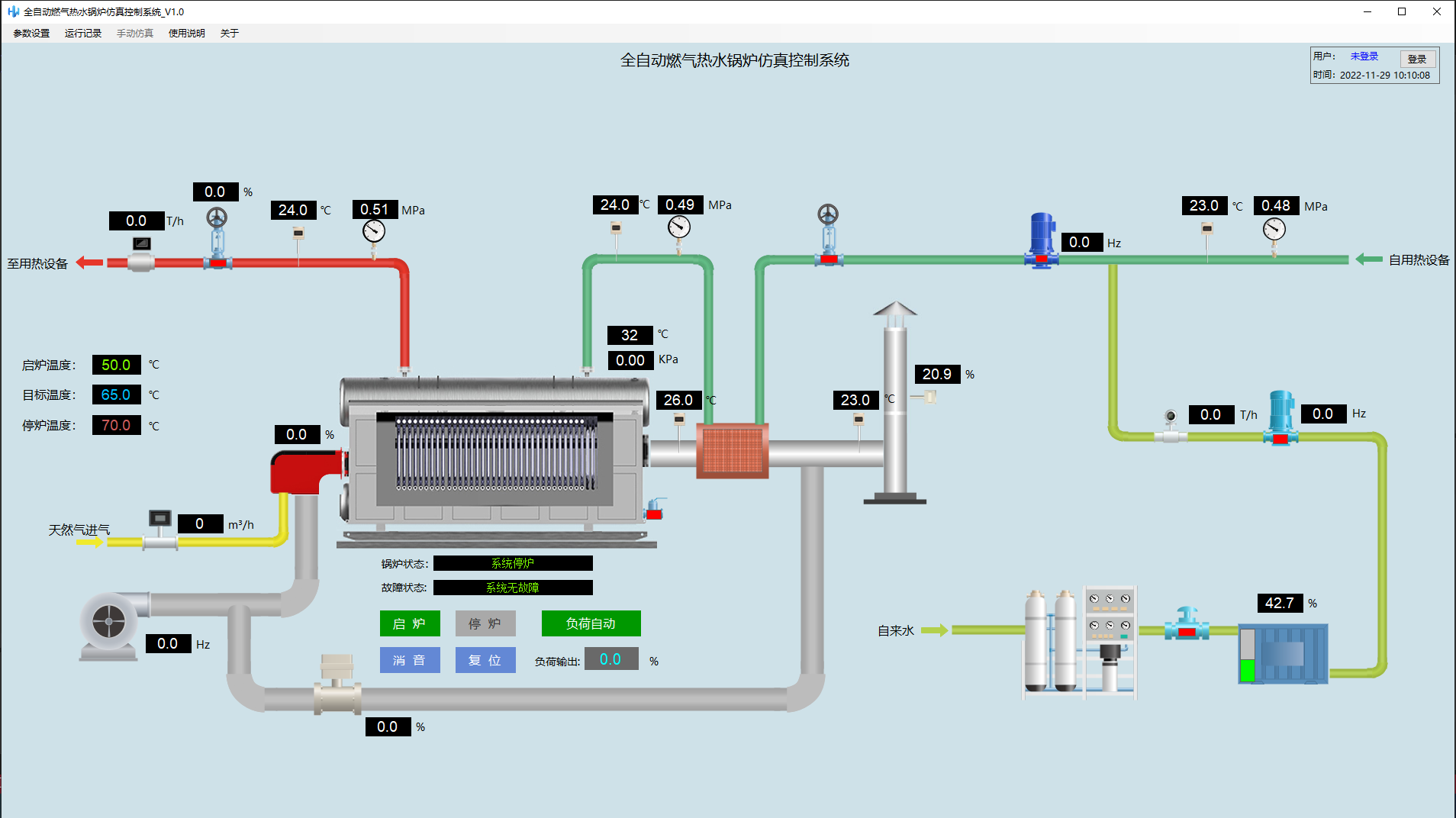 全自动燃气热水锅炉仿真控制系统软件
